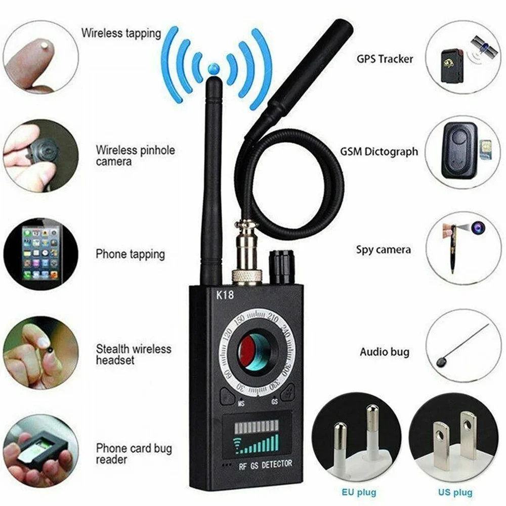 Imagem -03 - Multi-function Anti Mini Bug Detector Áudio Spy-câmera Localizador Gsm Lente de Sinal Gps rf Locator Rastreador Detectar Câmera sem Fio K18