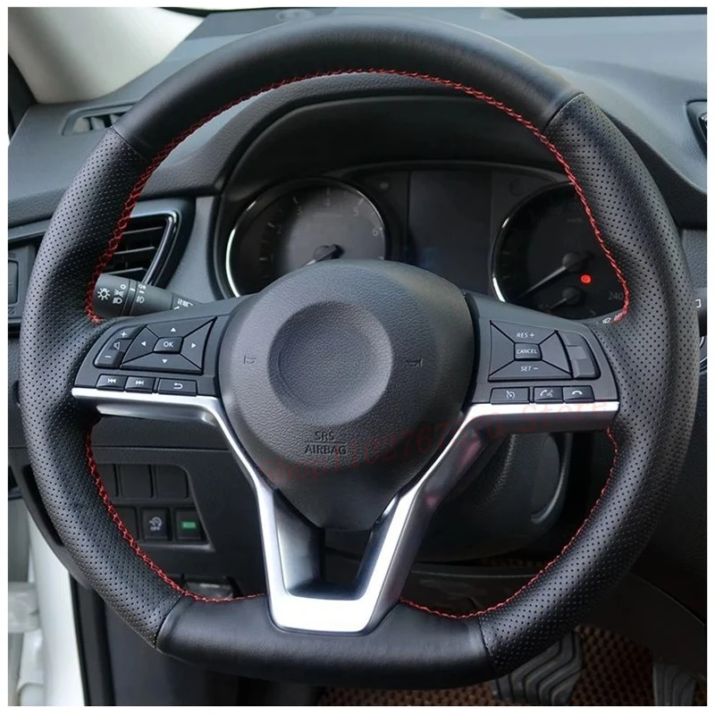 

Чехол на руль автомобиля из искусственной кожи для Nissan X-Trail 2017, чехол на руль, автомобильные аксессуары, аксессуары для интерьера автомобиля