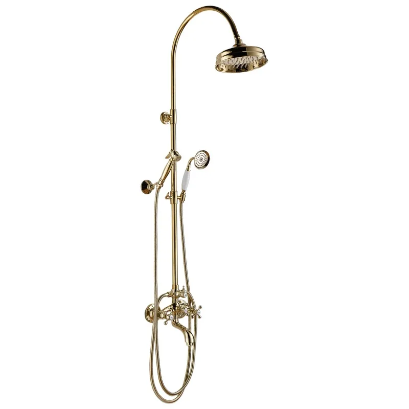 

French shower, retro, shower set, hot and cold, gold integrated, bathroom