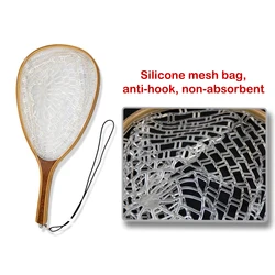 Fly Fishing Landing Net Soft Rubber Small or Big Mesh Trout Catch and Release Net without the Magnet
