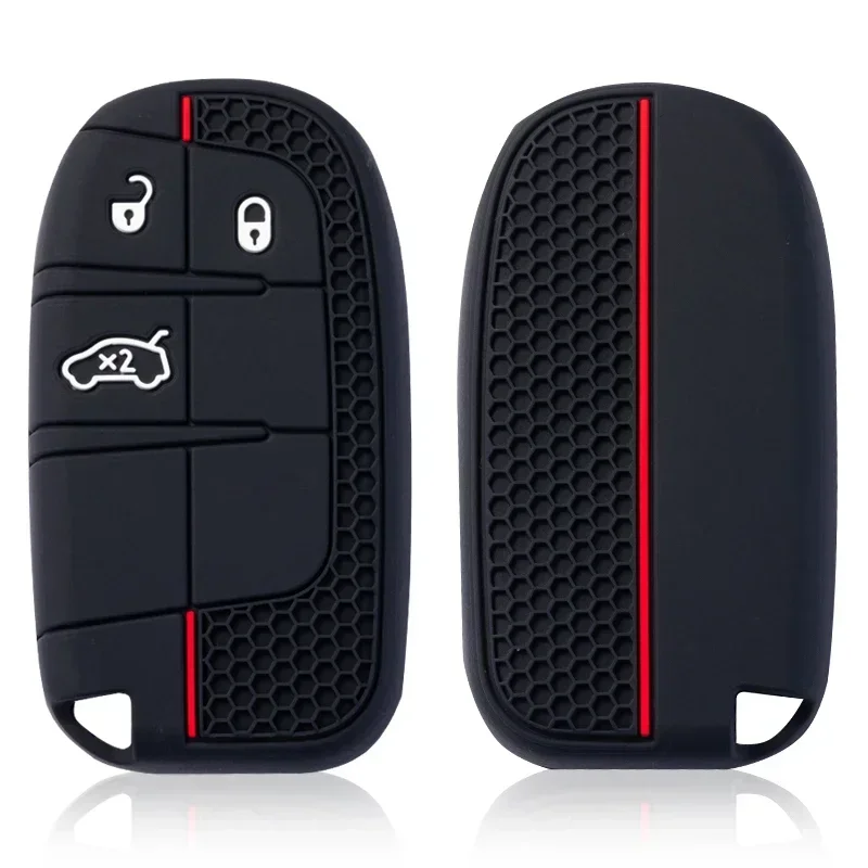 Silicone Key FOB Case Holder Cover for Jeep Cherokee Compass Commander Renegade Chrysler 300C Dodge Challenger Journey Charger