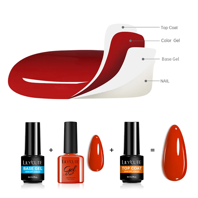 LILYCUTE 8ML Functie Gel Nagellak Basisgel Geen Veeg Top Coat Voor Alle Kleuren Gel Manicure Losweken vernis Nail Art Salon