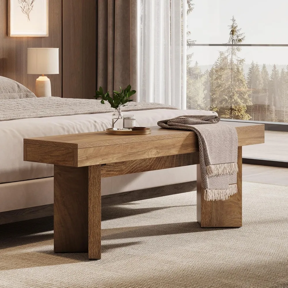 Farmhouse Style 47 Wooden Bench for Entryway, Bedroom, Hallway, and Foyer