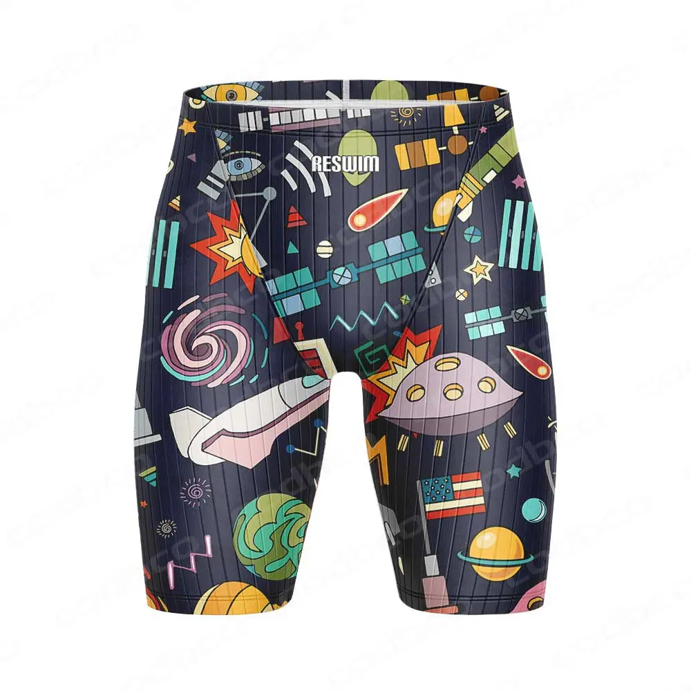 New Men Swimwear Jammer Swimming Shorts Beach Surf Tights Trunks Training Swimsuit Printing Contest Sports Surfing Diving Trunks image 4