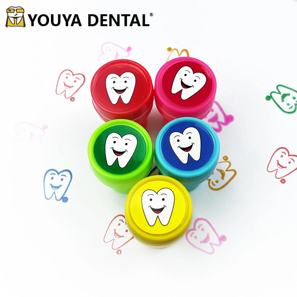 10Pcs/box Cute Dental Tooth Shape Cartoon Stamp for Kid Children DIY Stamper Dental Clinic School Student Reward Christmas Gift