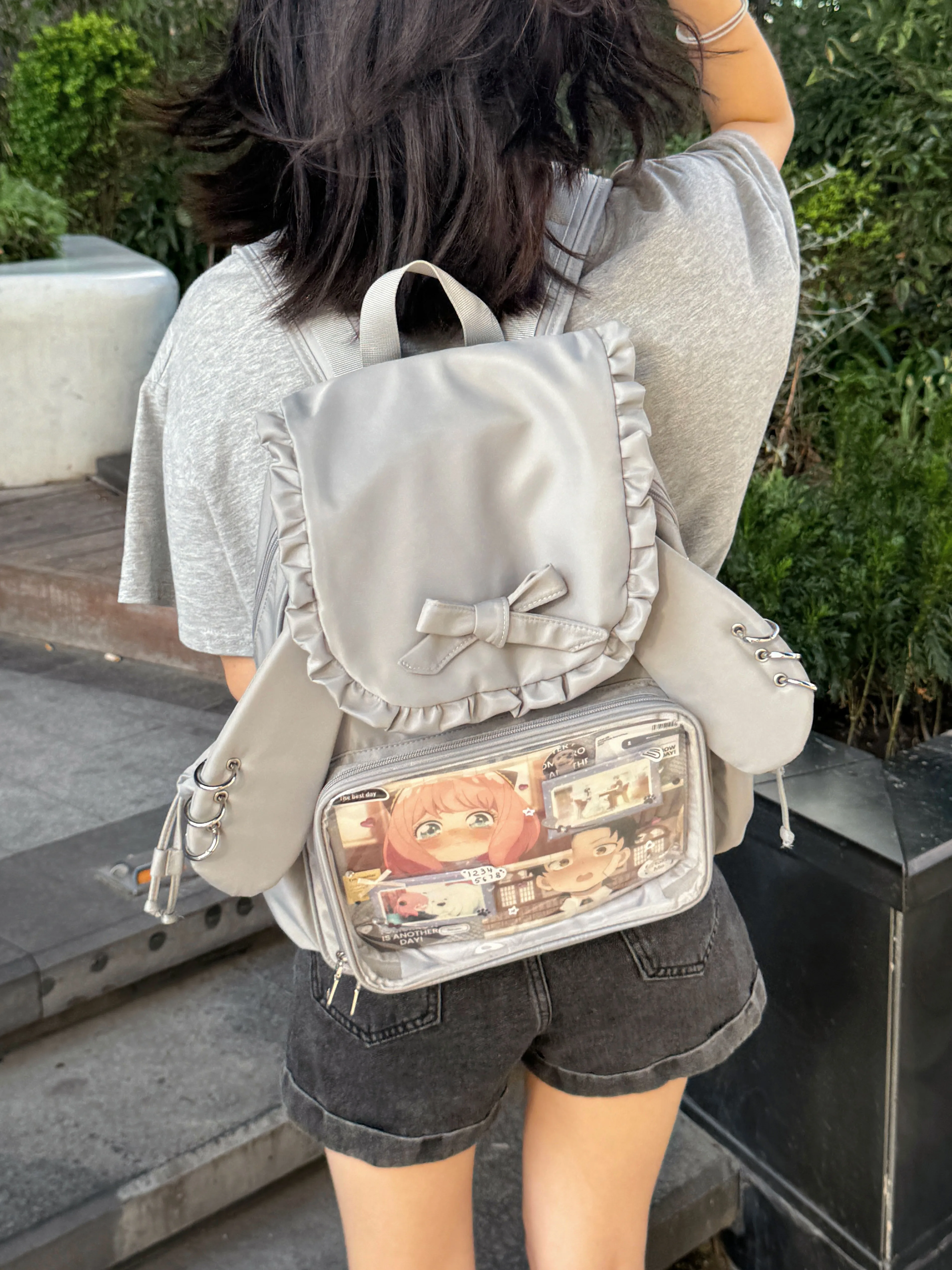 Rabbit Ears Ita Bag Bandage Bow Mochila Transparent Mochilas Mujer Cute Teenage Girls Backpack Bolsas Feminina Bags for Woman
