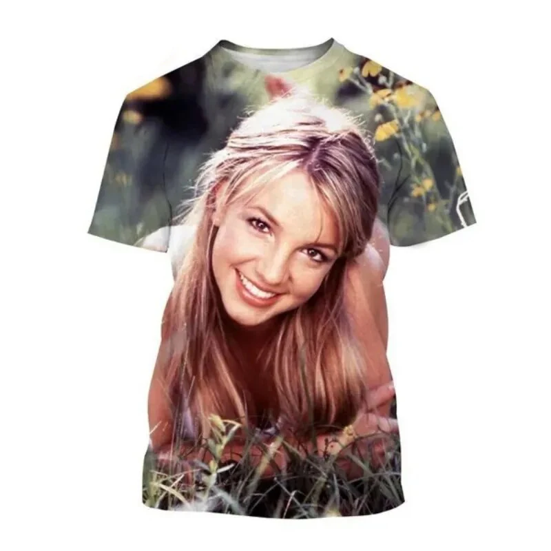 Summer Britney Spears 3D Print T-Shirts Streetwear Men Women Casual Oversized O-Neck Short Sleeved T Shirt Tees Tops Clothing