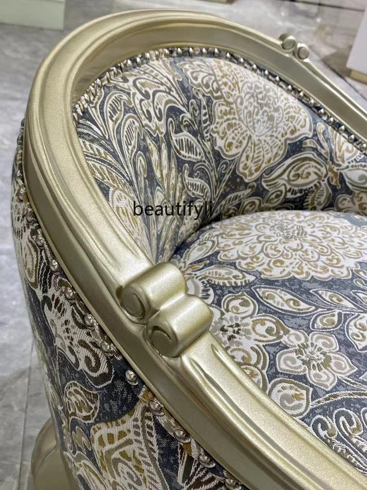X American and European Style Bedroom Fabric Craft Cosmetic Chair Dressing Stool Beech Simple Single Changing Stool