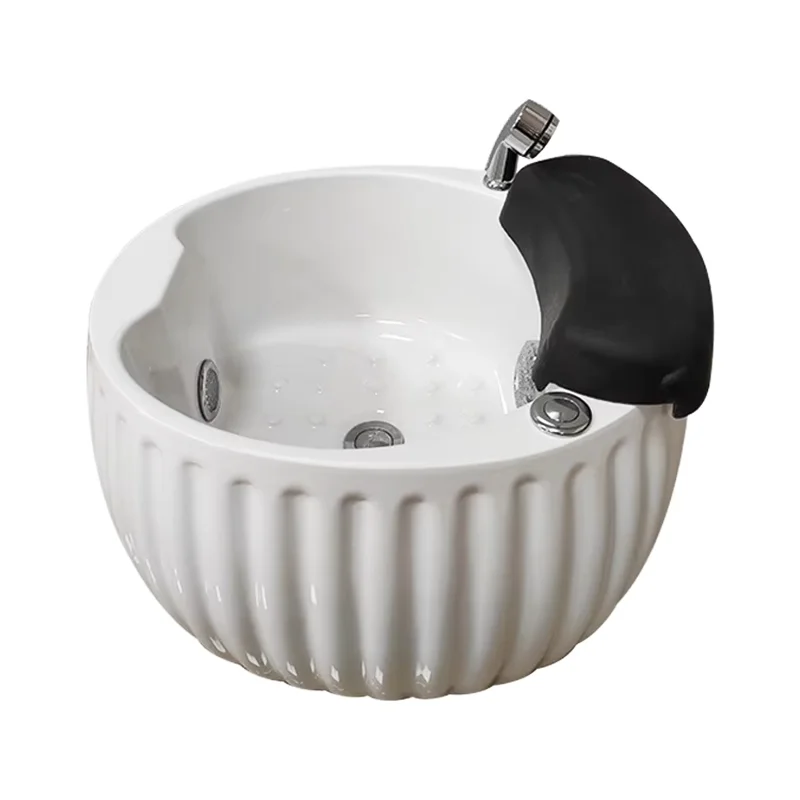 Professional Massage Beauty Salon Foot Spa Round Pedicure Bowl Foot Spa Bath Basin Salon Manicure Basin with Surfing LED Lights