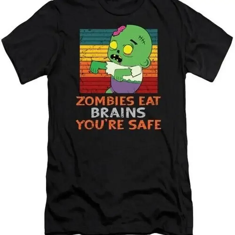 Zombies Eat Brains Youre Safe Undead Halloween 2 T Shirt S 2XL