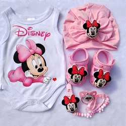 Minnie Mouse Love Niedlicher Sommer, lustige Baby-Crawler, Kleinkind-Baumwollschuhe, Mütze, Anzug, Onesies, flippige Strumpfhosen für Neugeborene, Baby-Baby-Zubehör