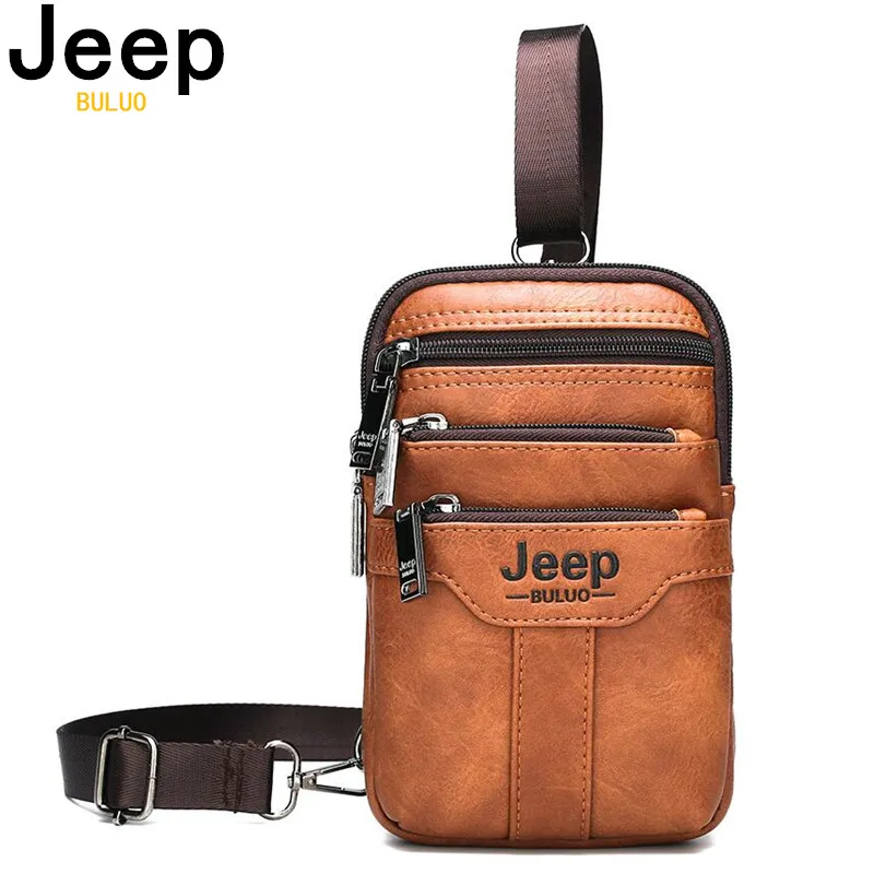 JEEP BULUO Multi-function Small Sling Chest Bag gambe marsupio per uomo New Fashion Casual Crossbody Men Messenger Bags