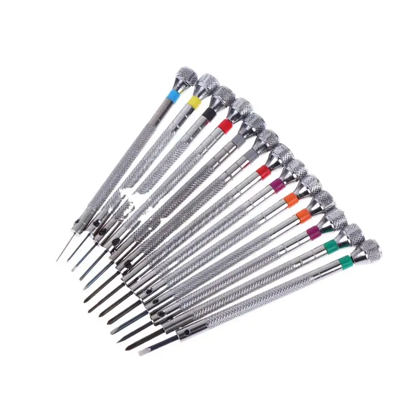 13pcs 0.6-2.0mm Precision Screwdriver Set Iron Micro Cross Repair Kit For Watches Glasses Jewelry