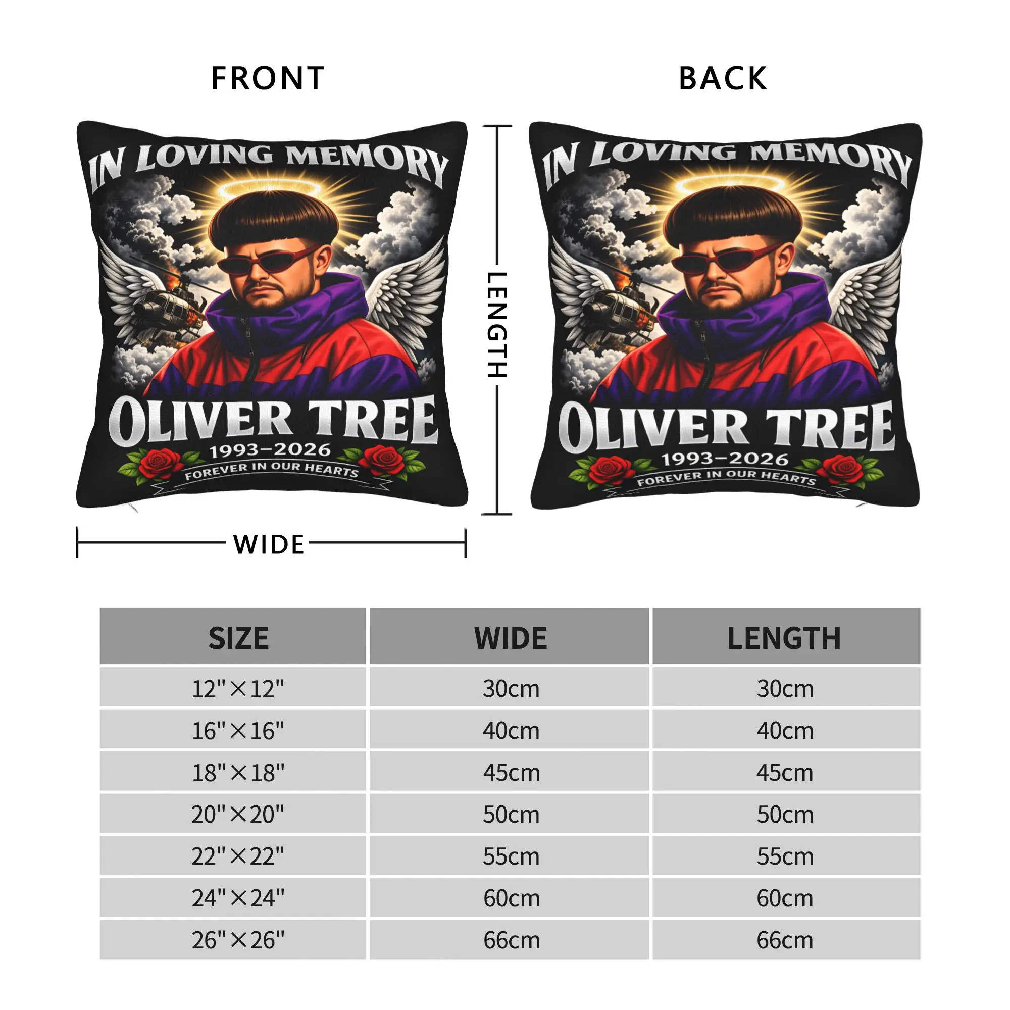 Oliver Tree Rest In Peace 1993 to 2026 Pillow Cover  Retro Trendy Pillow Case For Sofa Home Decor Soft Pillowcases Gift