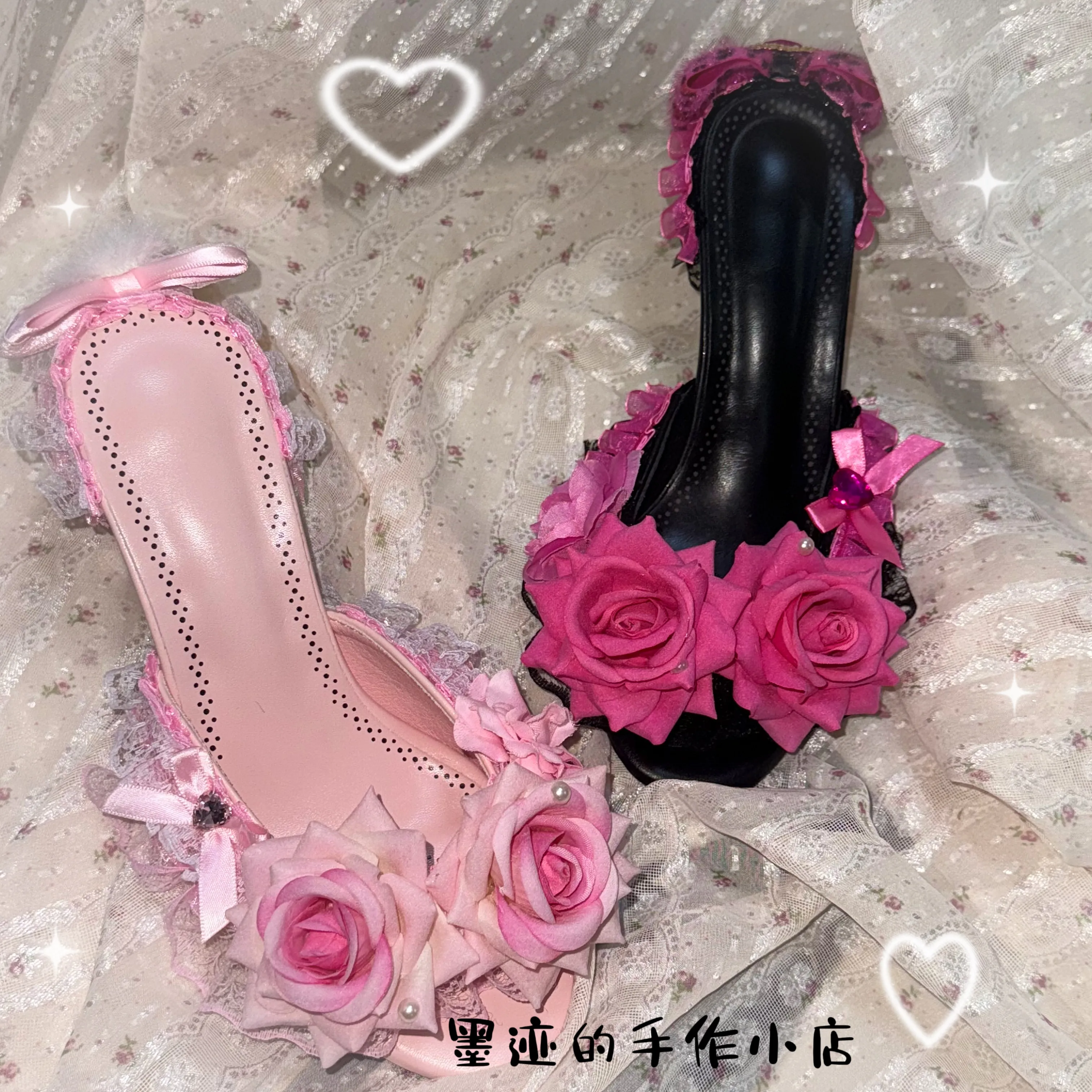 Handmade Japanese Style Lo Shoes Summer Women's Fashion Slippers Original Ji Gal Mars Princess Rose High Heels Slippers