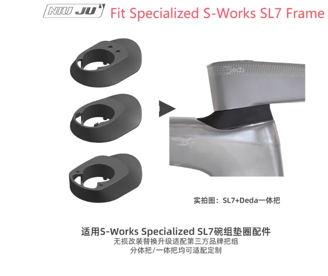 Espaciador de cono de auriculares de bicicleta con enrutamiento de Cable oculto para manillar especializado S-Works SL7 Deda ROVAL 2023 EXS FSA Vision THE ONE PRO