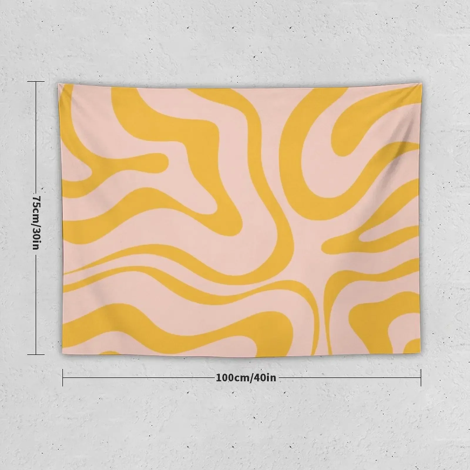 Liquid Swirl Modern Abstract Pattern in Pale Blush Pink and Mustard Orange Tapestry Custom Tapestry