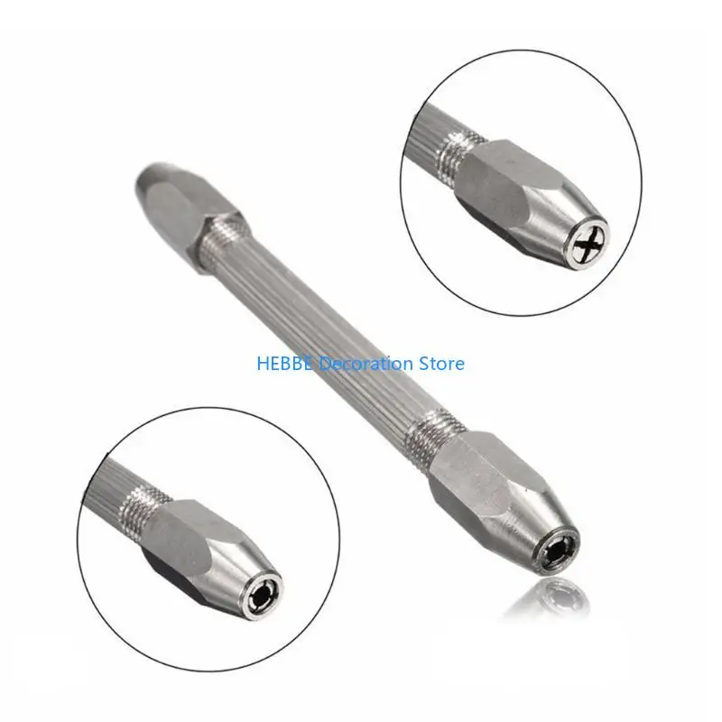 

B0KC Double Ended Pin Vise Model Hand Drill Set Quality Metal Made for PCB Handicraft Jewelry Watch Making Drill