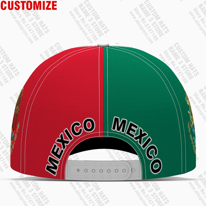 The United States Of Mexico Male Youth Free Custom Name Number Mex Hat Nation Flag Mx Spanish Mexican Print Photo Baseball Cap