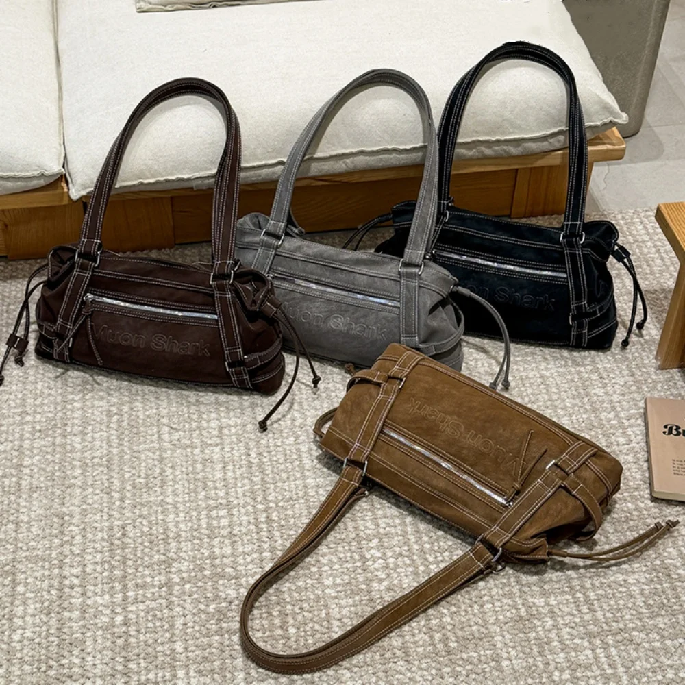 

Винтажная джинсовая сумка-тоут в корейском стиле, вместительная холщовая сумка через плечо для женщин, дизайнерская повседневная сумка для шопинга