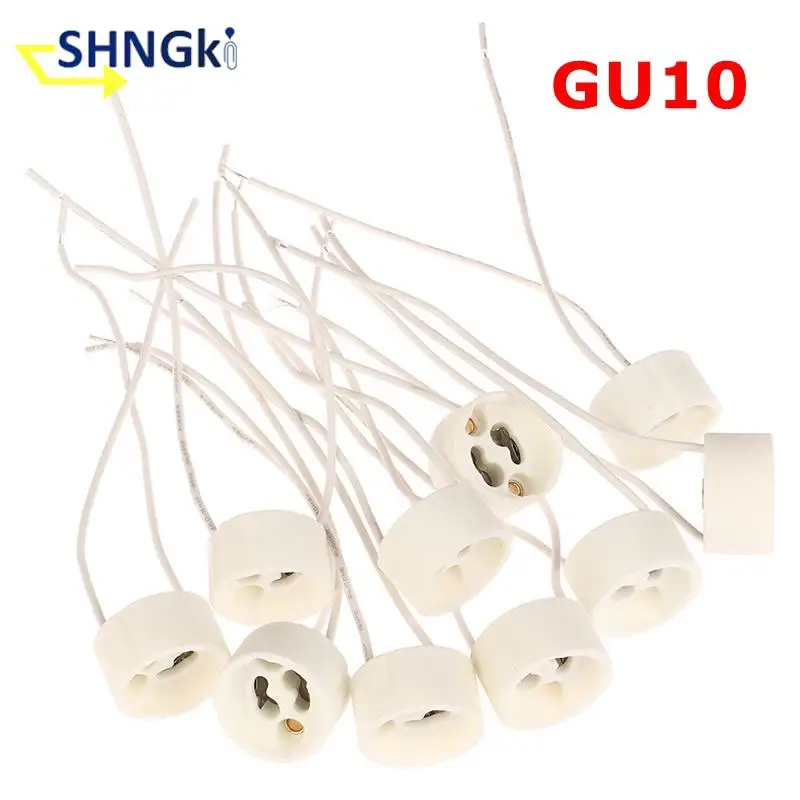 10Pcs GU10 Ceramic Light Socket Holder Lamp Base Connector With Cable For GU10 LED Halogen Lamps Light Lighting Accessories