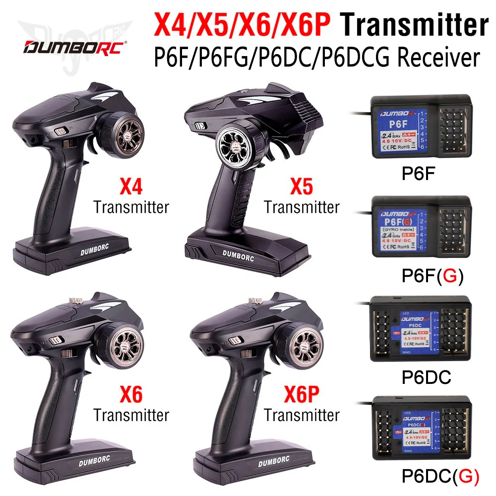 DUMBORC X6P 6CH 2.4G RC Radio Controller Transmitter with X6DC Receiver for RC Car Boat Tank Support DIY