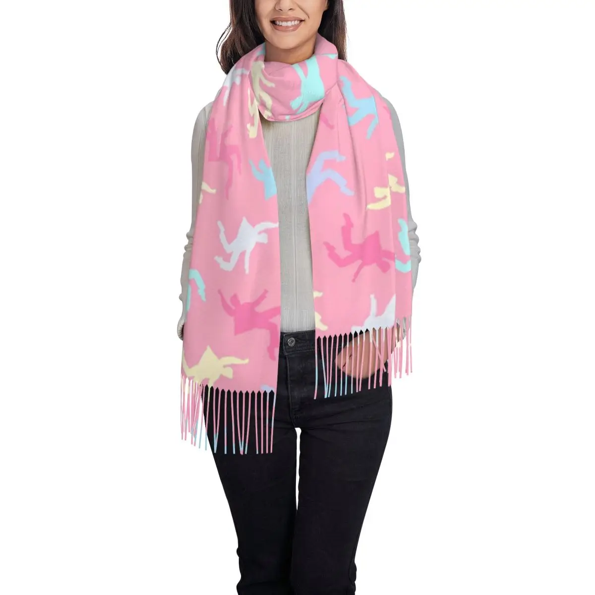 E-Elvis P-Presleys Pattern Shawl Wrap for Ladies Warm Long Soft Scarf Pashminas Tassel Scarves