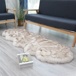 Soft Irregular Rugs for Bedroom Plush Floor Foot Mats Faux Fur Wool Carpets Living Room Lounge Fluffy Bedside Rug Sofa Cushion