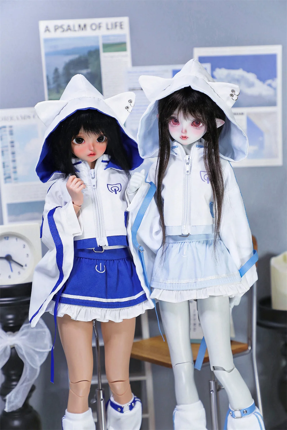 （customization 45day）BJD doll clothes suitable for 1/4  size blue set clothes set doll accessories (4 points)