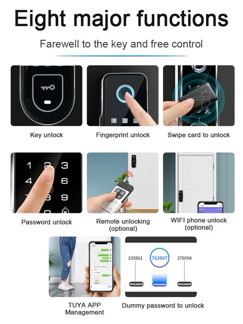STLF Tuya Electric Smart Door Lock Waterproof Double Sided Rim Digital Fingerprint Aluminum Alloy for Courtyard Outdoor Gate