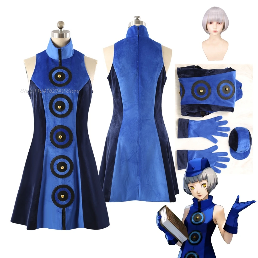 game PERSONA 3 Anime cos Elizabeth Cosplay Costume Custom Made wig Full Set With Glove shoes Cover Hat Cosplay Shoes Long Boots