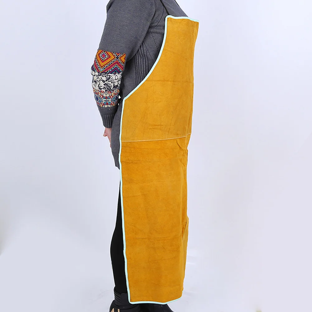 1 Pc 65*90 Cm Cowhide Welding Apron Fully Covers From Upper Chest To Knees Heavy Duty Flame Retardant Safety