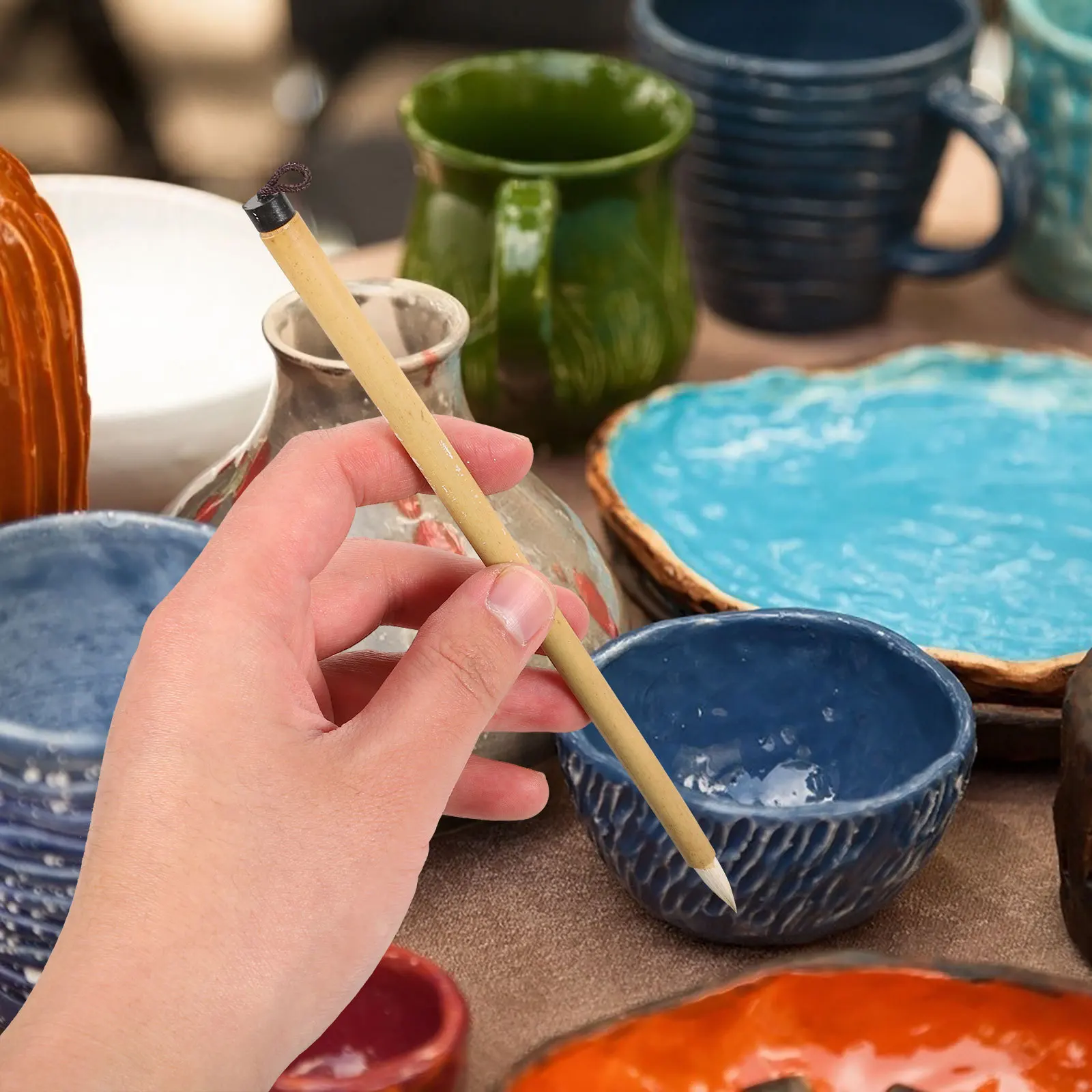 

3pcs Ceramic Fine Tip Reusable Watercolor Art Brush School Pottery Painting Brush For Home School Pottery Craft Projects