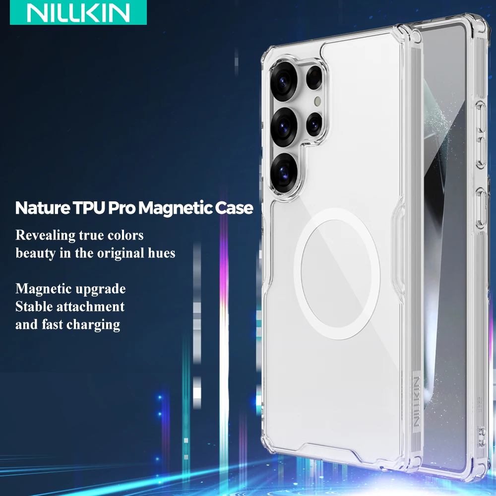 Nillkin Magnetic Phone Case for Samsung Galaxy S25 Ultra S25+ S24/S23 Ultra with Air Bag Four Corners for Magnetic Accessories