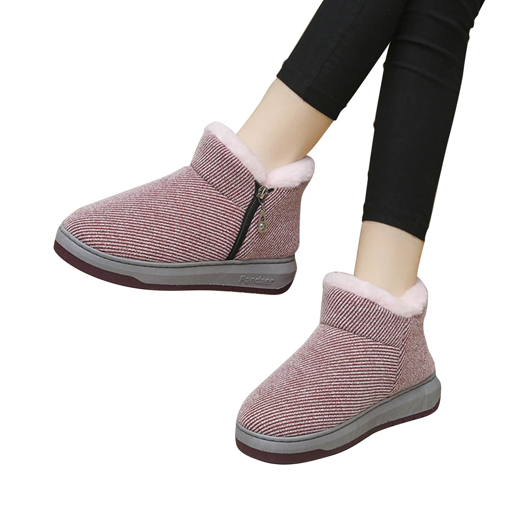 Women Men Bootie Slippers with Plush Fur Lining Memory Foam House Shoes Fuzzy Warm Ankle Boots House Slipper for Indoor Outdoor