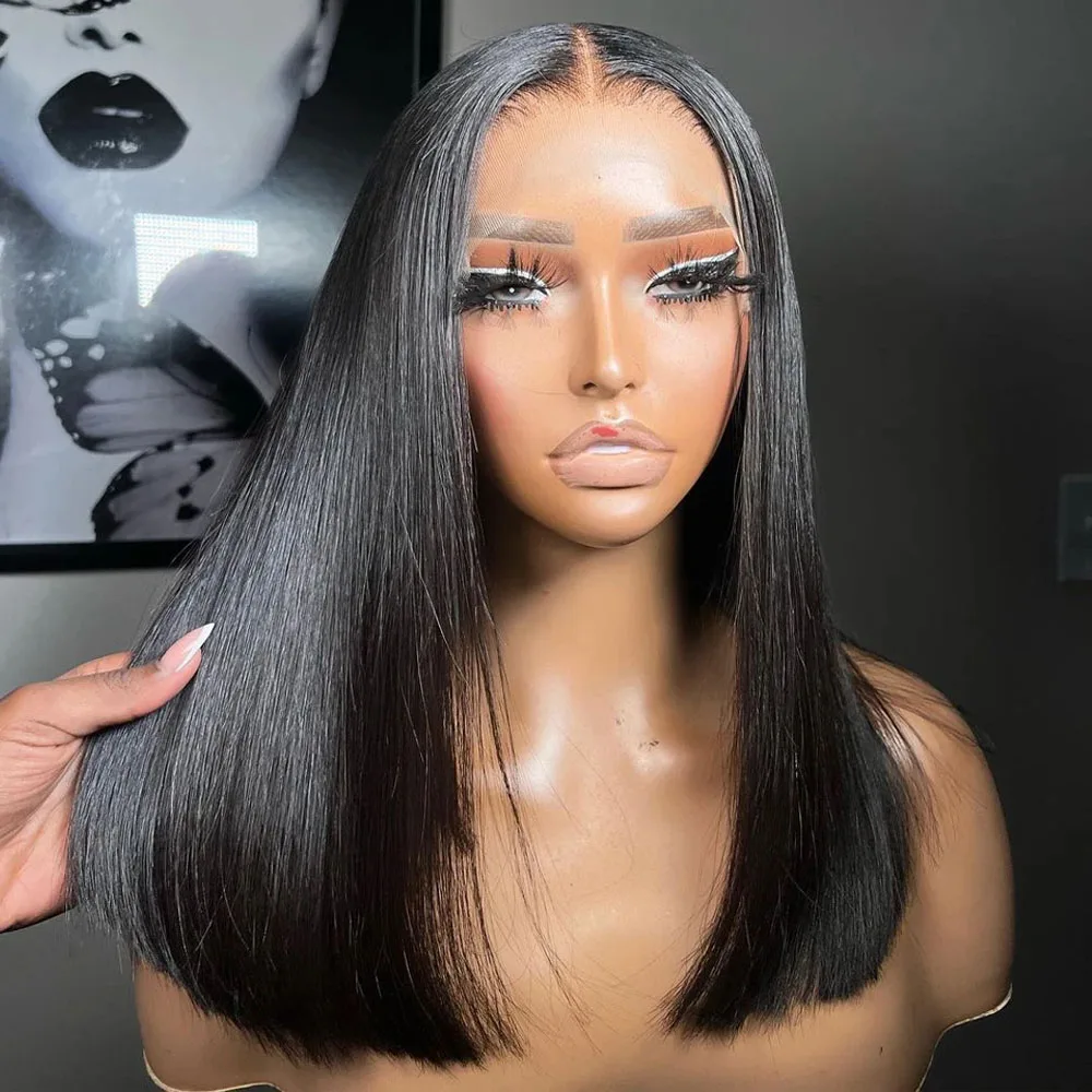 Straight Human Hair Wigs 13x4 Transparent Lace Frontal Wig Short Bob Wig Human Hair Wigs Brazilian Remy Bone Straight For Women