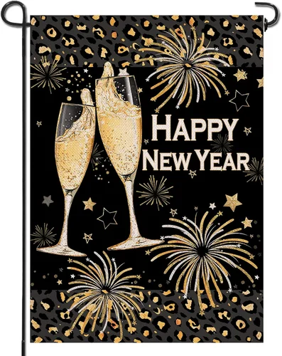 Happy New Year 2026 Eve Home Decorative Garden Flag, Christmas Yard Lawn Firewor ZZO EEZ