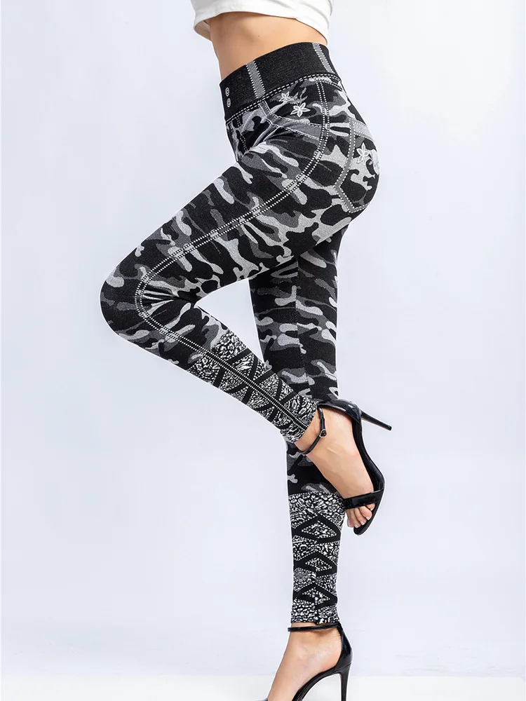 YSDNCHI High Waist Tights Workout Fitness Leggins Camouflage Printed Leggings Women Sports  Elastic Pants Stretch Jeggings