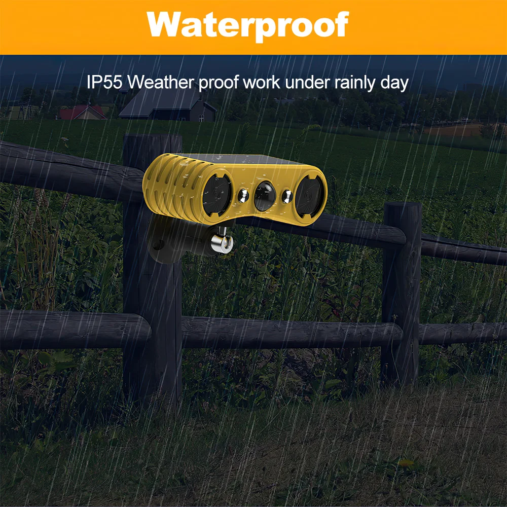 Solar Power Infrared Motion Sensor Alarm Detector Waterproof Animal Repeller Deterrent LED Light Flashing Security Alarm 129dB
