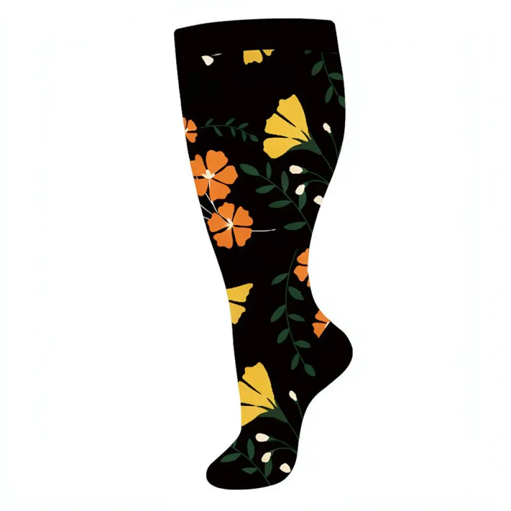 Plus Size Sport Compression Socks For Men Women Running Gym Fitness Long Calf Support Breathable Nylon Stockings