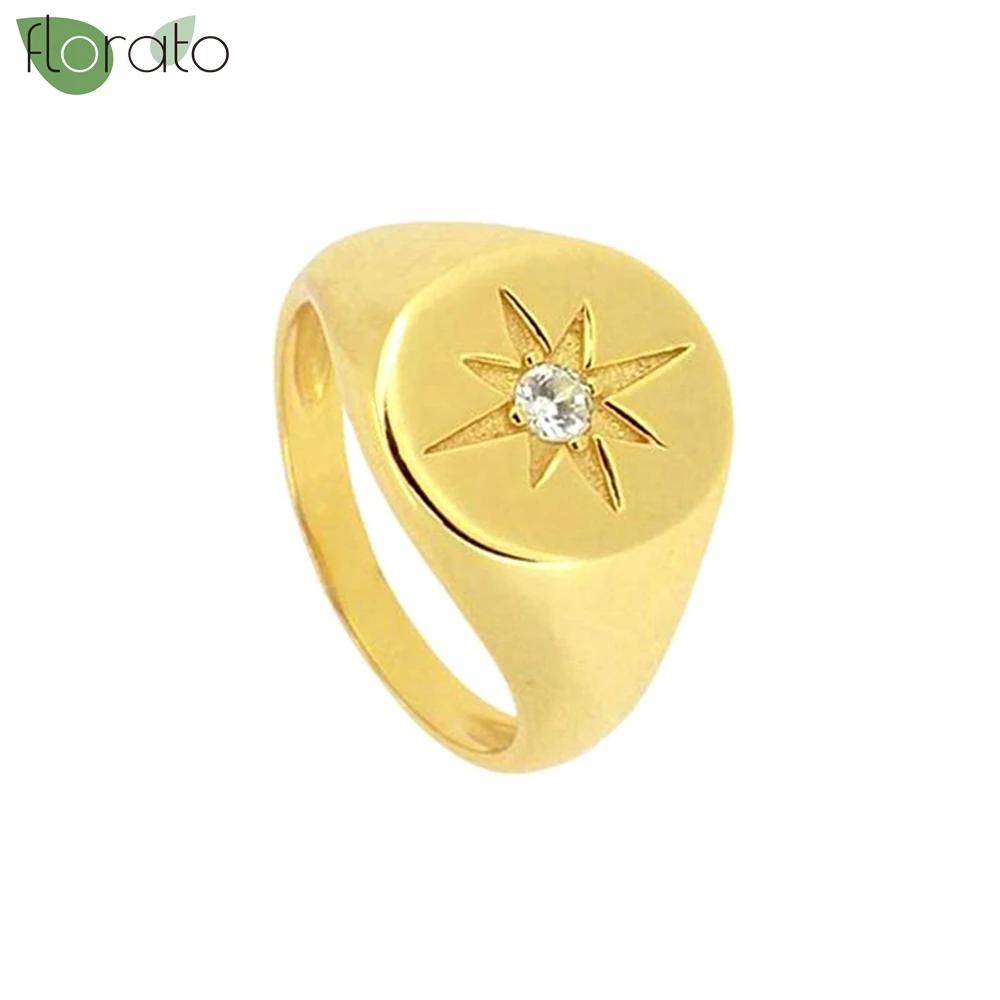 Gold Plated Vintage Sun Signet Gold Rings for Women Fashion Punk Couple Rings Wedding Party Luxury Jewelry Gift Accessories