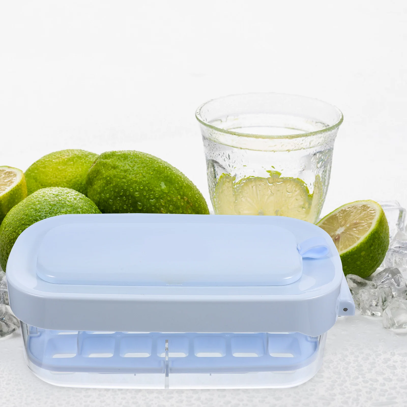 

1 set Silicone Ice Cube Maker Tray Green Set Large Capacity Reusable Molds Press Design Lid Home Refrigerator Ice Box Cubes Mold