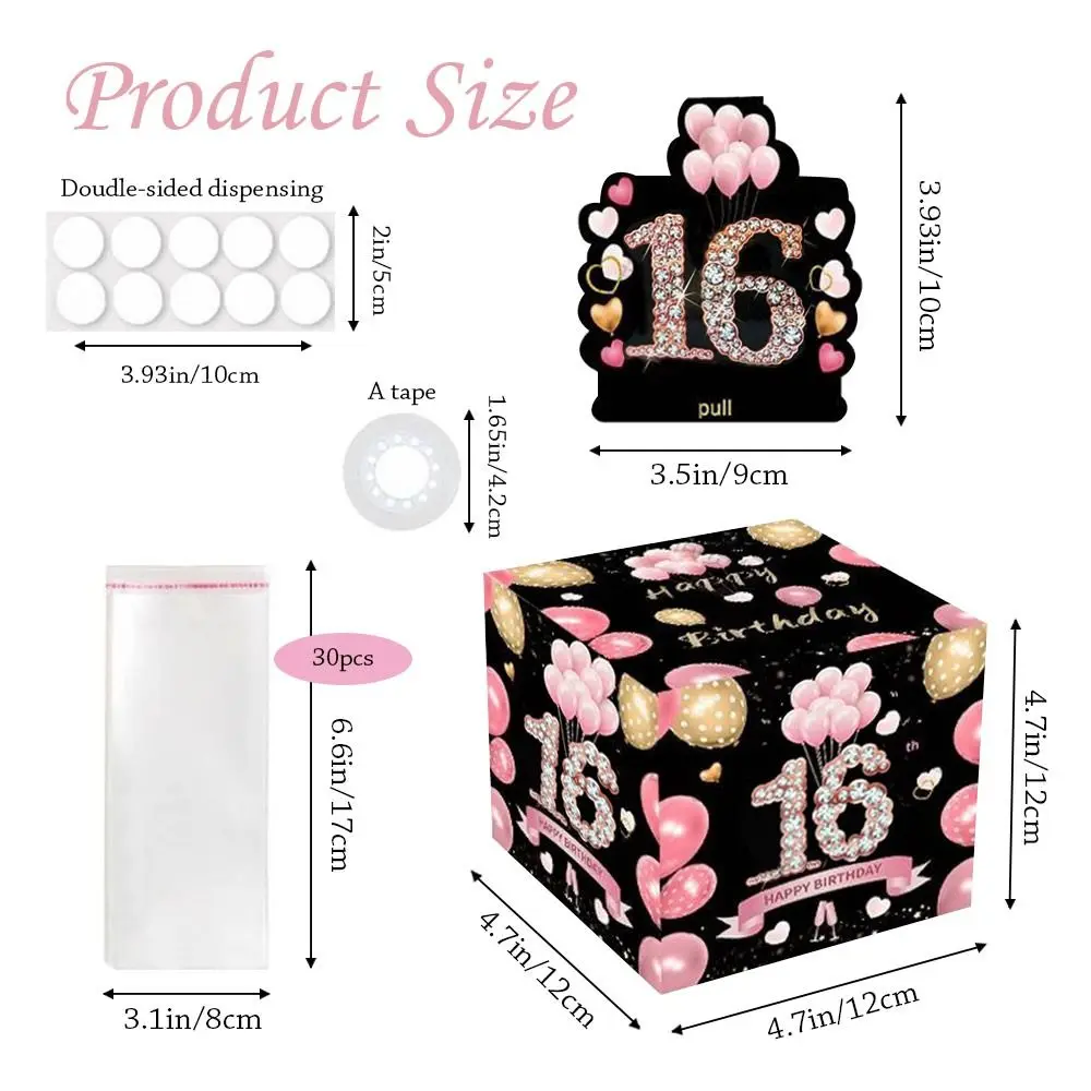 Paper Birthday Money Box 16th 18th 21st Happy Birthday Surprise Money Box Creative Birthday Surprise Money Gift Boxes Birthday view 5