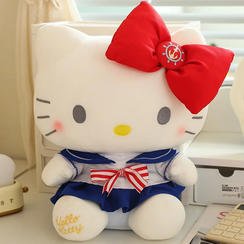 Mainan mewah Hello Kitty Kawaii 22-35cm boneka bantal hewan lucu Anime dekorasi boneka hadiah ulang tahun Peluche