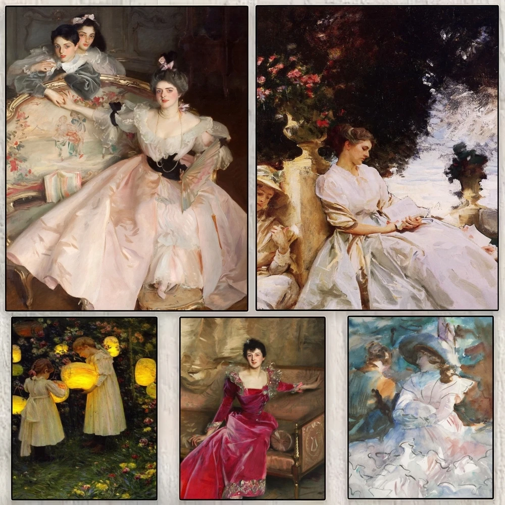 John Singer Sargent Famous Painting Calligraphy Canvas Poster Room Home Wall Decoration Painting Art  Spaces Anti-wrinkle