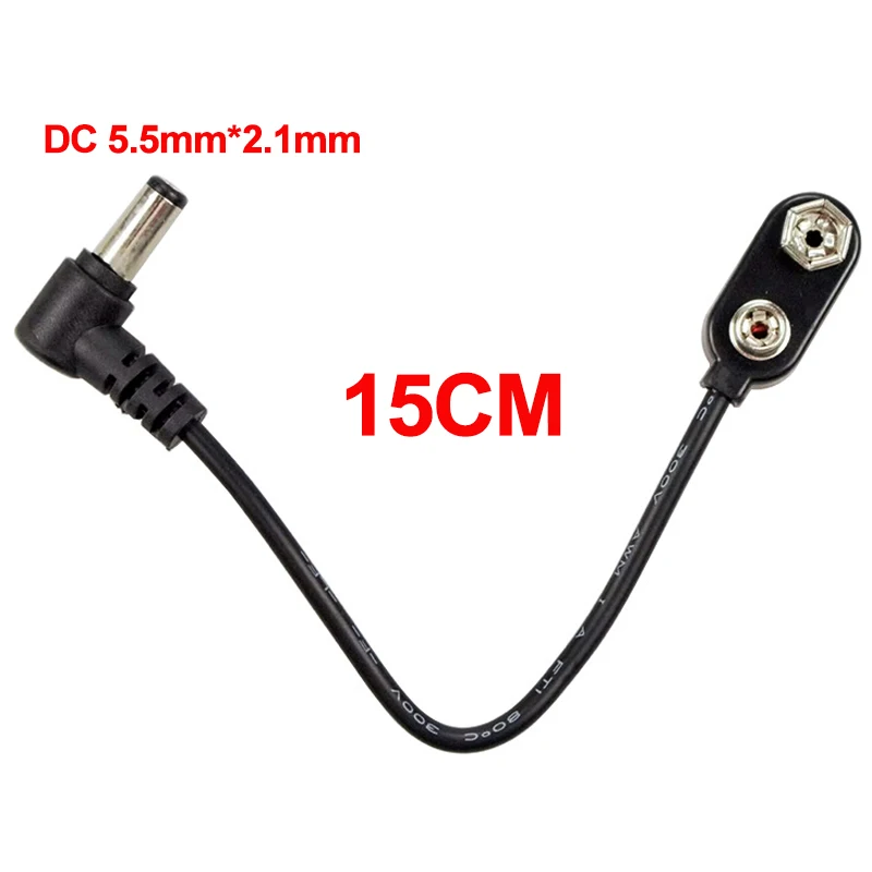 Effect Pedal 9V Battery Clip Converter Power Cable Snap Connector DC Power 5.5*2.1 Male 90° Right Angle Jack,Guitar Accessories - Image 5