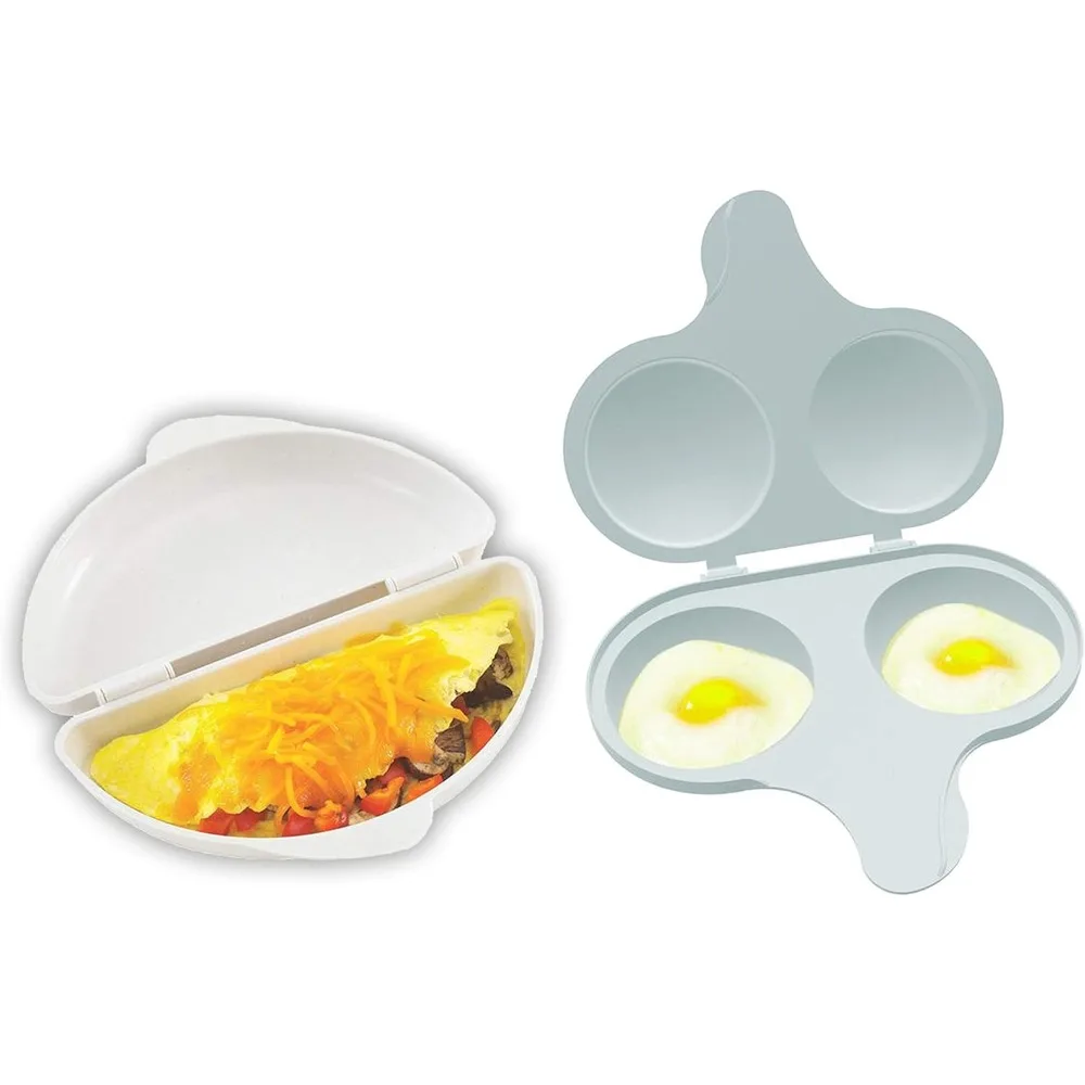 

Easy Breakfast Set - Omelet Pan and 2 Cavity Egg Poacher (Microwaveable)