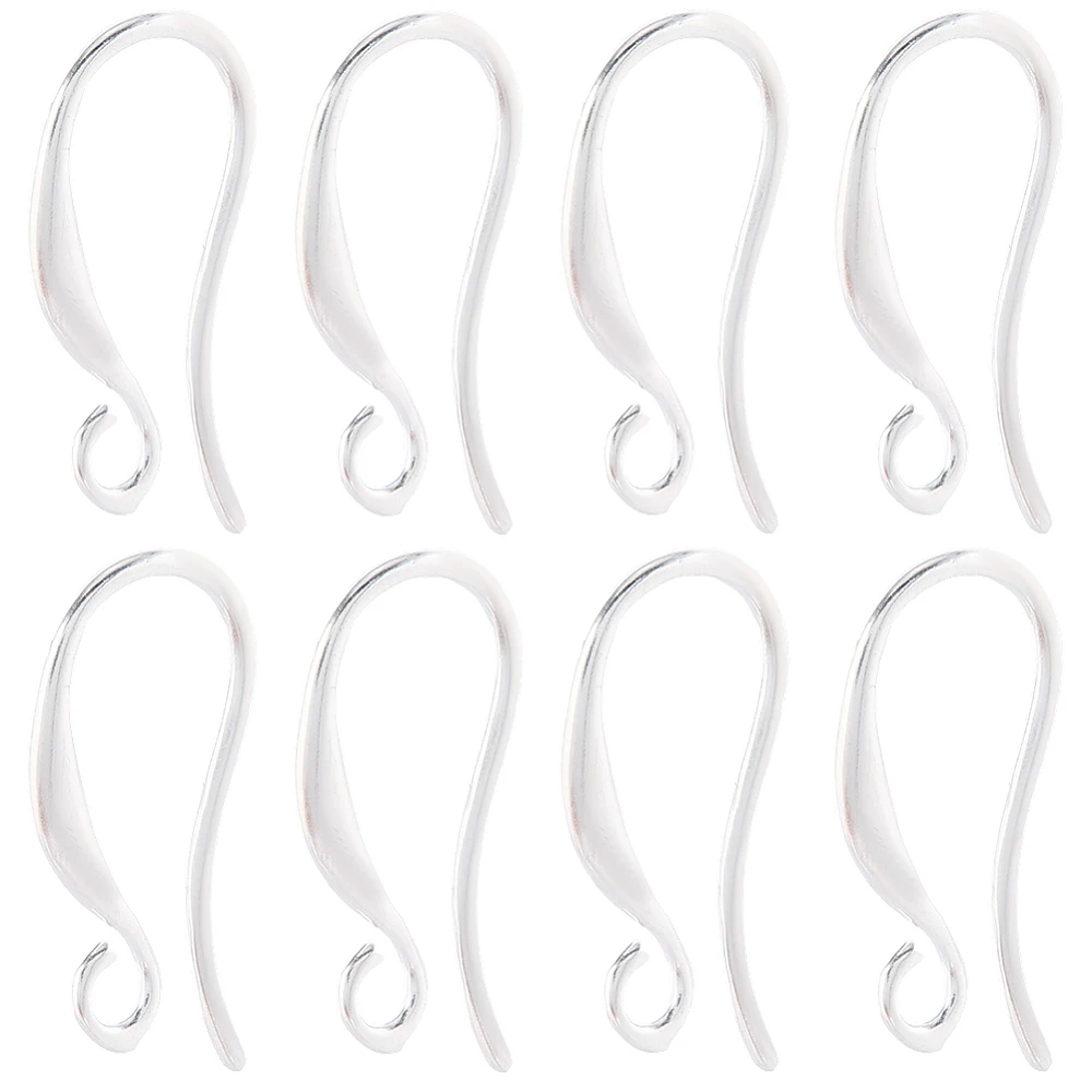 1Box 40pcs 925 Sterling Silver Plated Earring Hook Findings French Earring Wires Brass Metal Drop Teardrop Ear Fishhook Findings