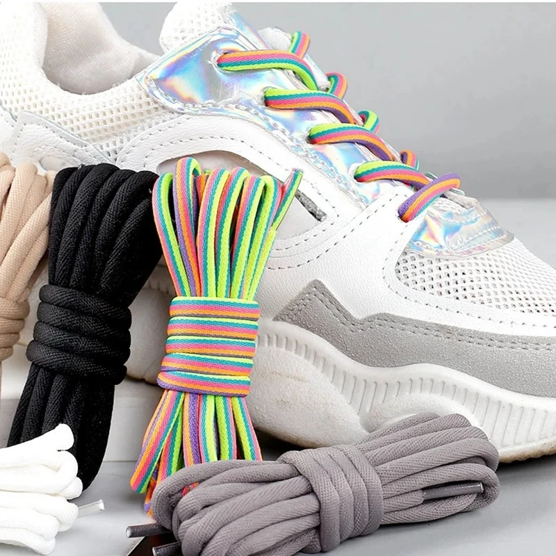 

Fashion Cotton Round Shoelaces Rainbow Solid Boot Shoe Laces Coconut Sneakers Casual Shoelaces AF1/AJ1 Accessories Strings 1Pair