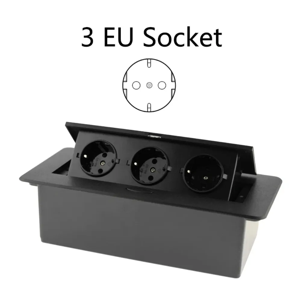 

EU Socket Desk Socket USB Charging 3‑Outlet Hidden Socket 16A/10A Slow Rise Desktop Outlet Electrical Charging Station